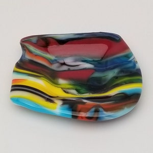 Fused Glass Dish, Square, Small, Shallow, Ring Holder, Tea Bag Holder, Tealight Holder, Votive Holder, Multicolored
