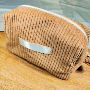 Trousse de toilette personnalisée en velours côtelé, trousse à maquillage