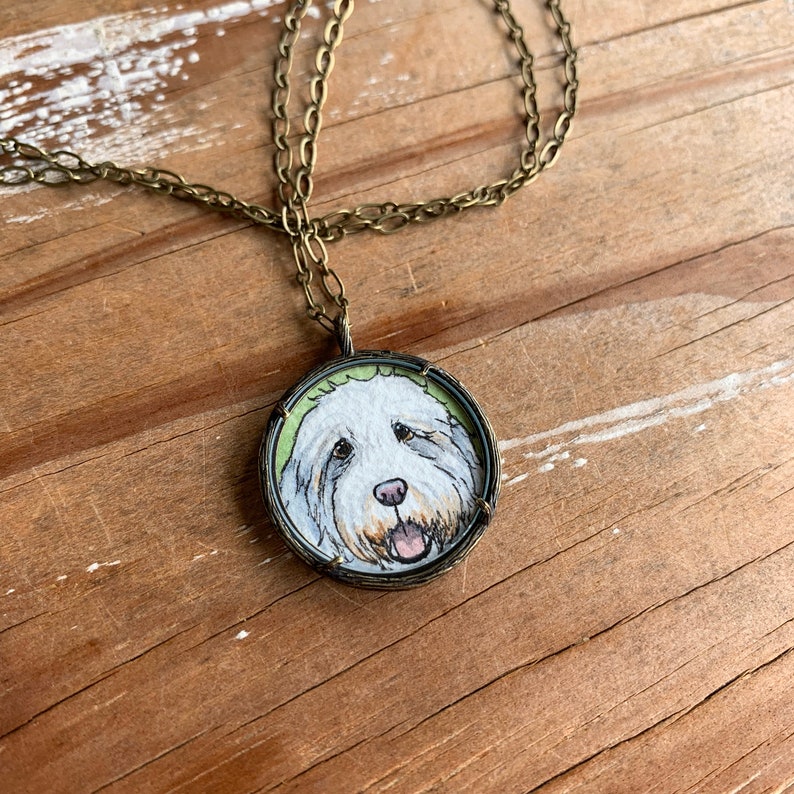Custom Dog Portrait Hand Painted Pet Portrait Necklace Etsy