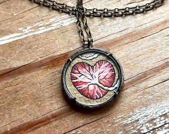 Midwife Gift, Placenta Art Pendant, Original Hand Painted Necklace, Birth Worker Gift Placenta Jewelry MADE TO ORDER