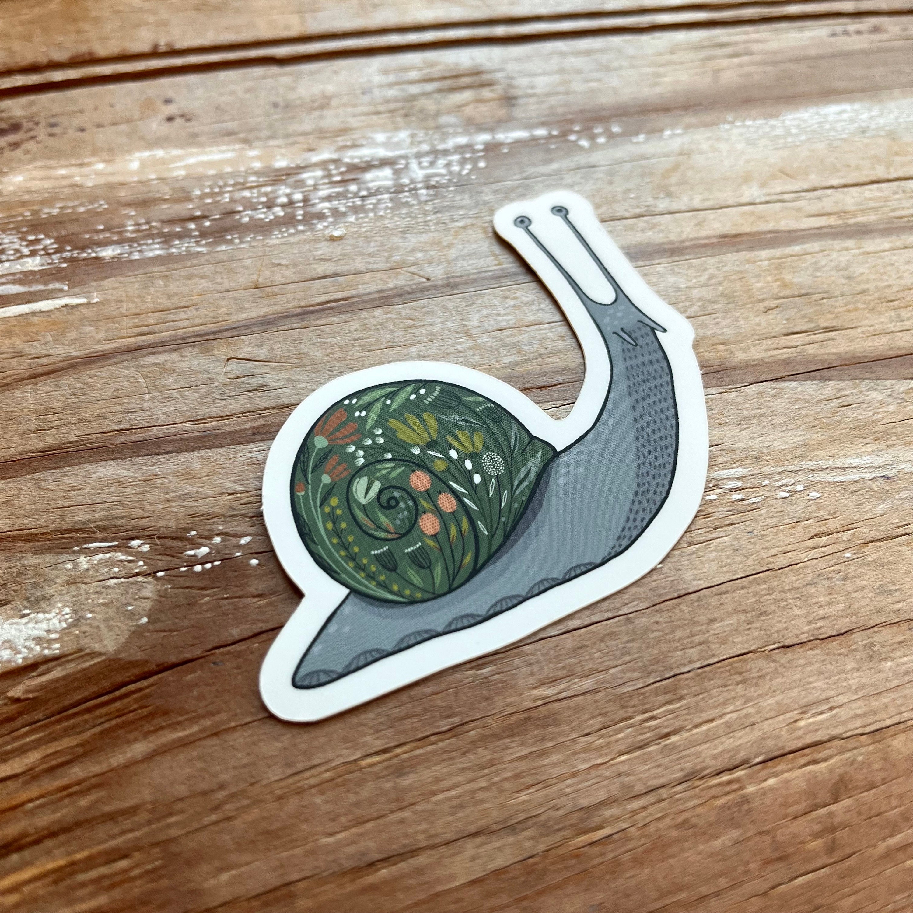 Snail Sticker - Cute Snail Vinyl Sticker - Vintage Florals Flower Shell ...