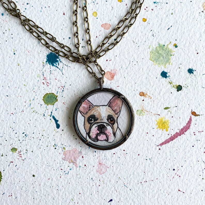 Custom Dog Portrait Hand Painted Pet Portrait Necklace Etsy
