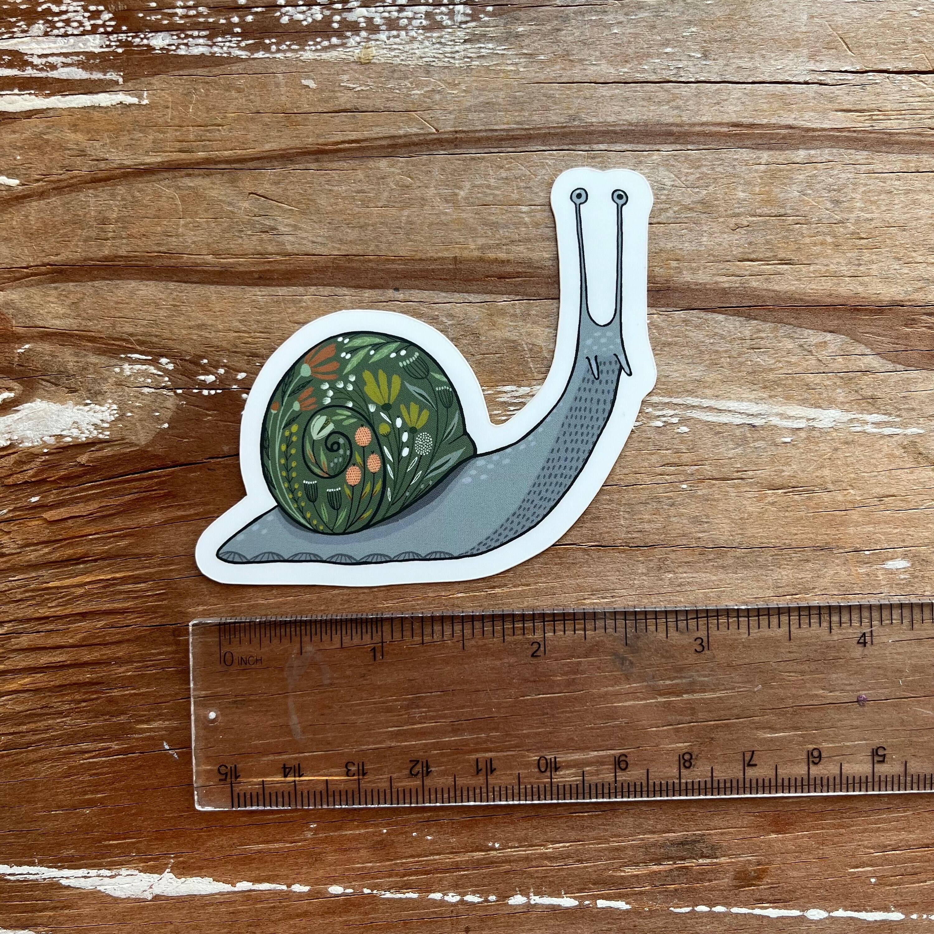 Snail Sticker - Cute Snail Vinyl Sticker - Vintage Florals Flower Shell ...