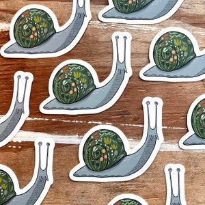 Snail Sticker - Cute Snail Vinyl Sticker - Vintage Florals Flower Shell, Snail Art