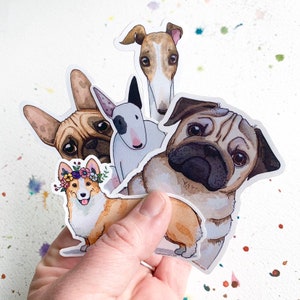 Dog Stickers, Set of 5 Dog Vinyl Stickers, 3 inch, Doggos - FREE SHIPPING