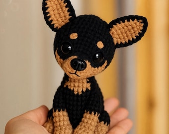 Crochet Pinscher Puppy Pattern - Amigurumi Dog PDF Tutorial, Pinscher Puppy, Pet, Amigurumi Pinscher Toy