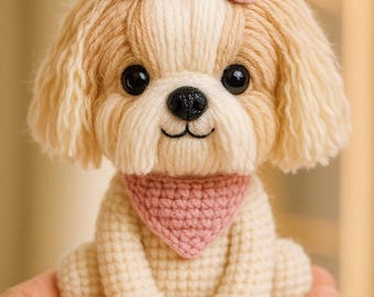 ミニチュアサモエド - マイクロかぎ針編みのミニあみぐるみ犬