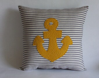 Gold Anchor Pillow