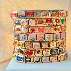 Gold Italienisches Armband,Personalisiertes Gold Italien Charms,Personalisiertes italienisches Armband,Evil Eye Charms,Schmuck Geschenk für Sie,Geburtstags-/Muttertagsgeschenk