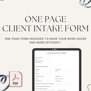 Conservator Client Intake Form | Customizable and Printable Template | legal intake form | attorney client intake | one page intake instant