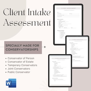 Conservatorship Intake Form | Editable Client Assessment Template | Legal & Personal Information Sheet | Printable PDF word Instant Download