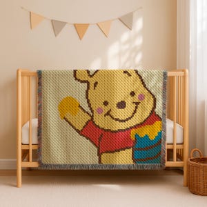 Winnie the Pooh Honey Pod Blanket C2C CROCHET PATTERN 90x90 Squares Afghan Cartoon Throw Corner-to-Corner Decor Instant Digital Download