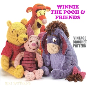4 CROCHET PATTERN | Winnie POOH and Friends Tigger Eeyore Piglet eBook pdf tutorial instant download Christmas Gift idea Stuffed Toys animal