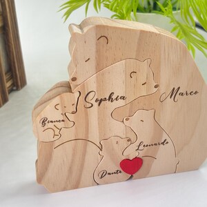 Custom Carved Wooden Bear Family Jigsaw Puzzle Personalized 2-5 People Animal Statue Anniversary Home Decoration