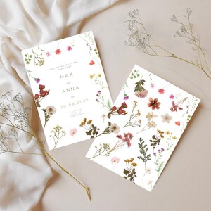 Faire-part de mariage imprimable | Personnalisable individuellement | fleurs séchées