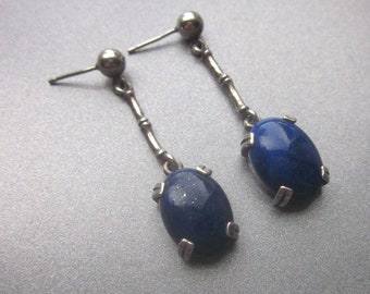 Lapis Sterling Silver Dangle Vintage Earrings