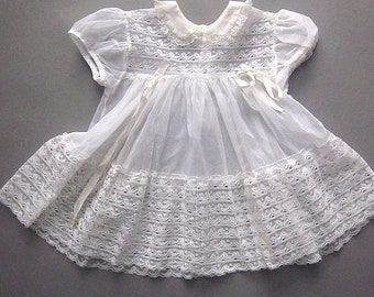Vintage Baby Chiffon Lace Dress Infant Baptism Dress