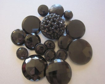 Vintage Black Glass Buttons