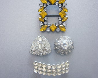 Vintage Jewelry Lot Rhinestone Shoe Clips Buckle