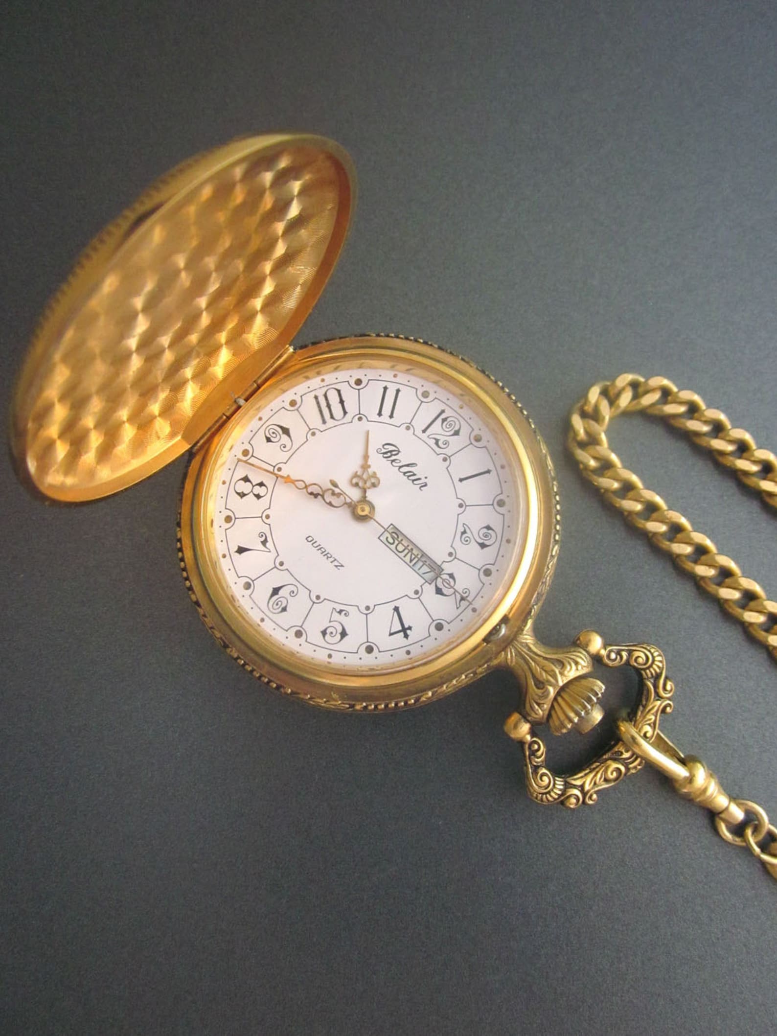Belair Quartz Vintage Pocket Watch Swiss ETA Functioning Etsy