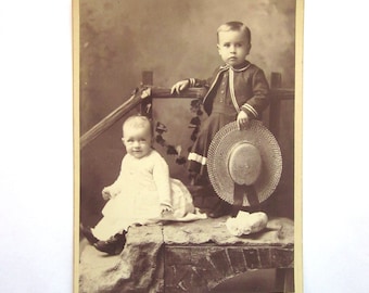 Antique Cabinet Card Photograph Children