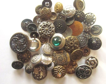 Vintage Metal Buttons Mixed Lot Sewing Craft Supply Button Destash