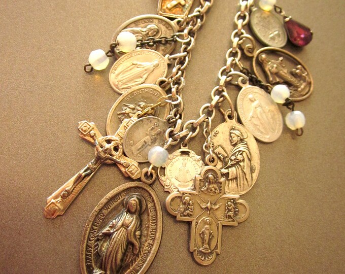 Vintage Religious Medal Necklace Etsy