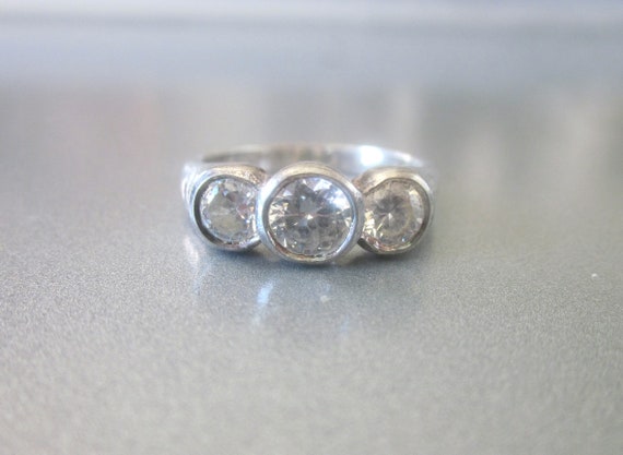 Sterling Silver Ring Crystal Multi Stone - image 1