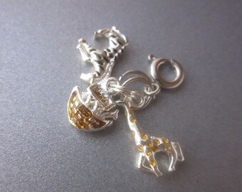 Sterling Silver Charms Noah's Ark Animal Charms Giraffe Zebra Ark