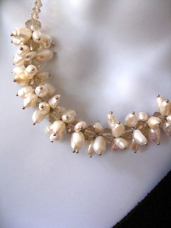 Fresh Water Pearl Crystal Beaded Necklace - image 4