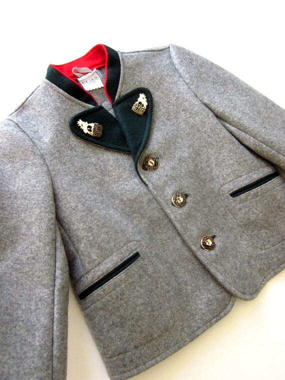Vintage Grey Wool Boys Jacket Bavarian Alps German