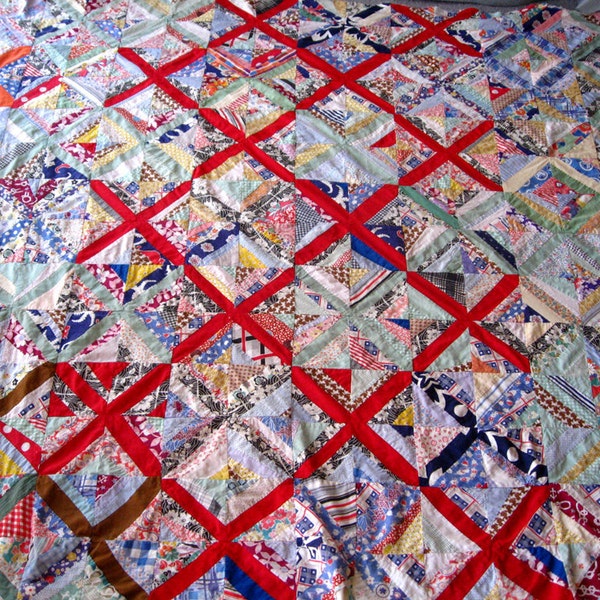 Vintage Patchwork Quilt Top Country Home Decor