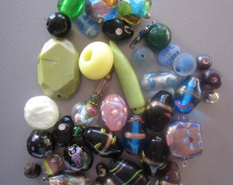 Mixed Glass Beads Lot Jewelry Making Supply