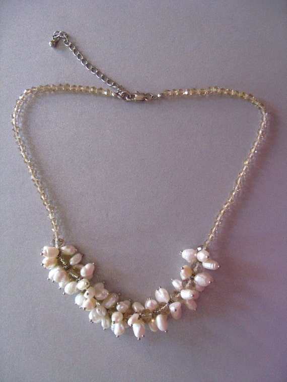 Fresh Water Pearl Crystal Beaded Necklace - image 5