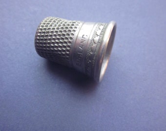 Vintage Silver Thimble Etched Design Sewing Notion