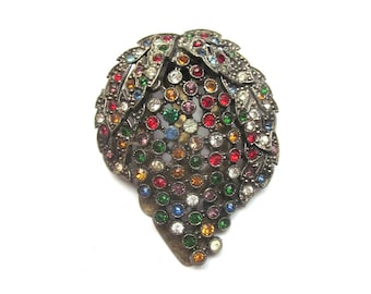 Fruit Salad Rhinestone Vintage Shoe/Fur Clip Brooch