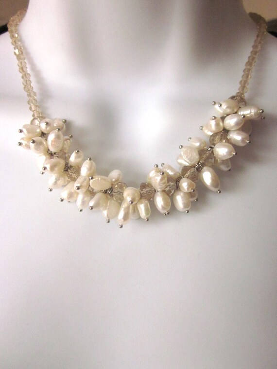 Fresh Water Pearl Crystal Beaded Necklace - image 2