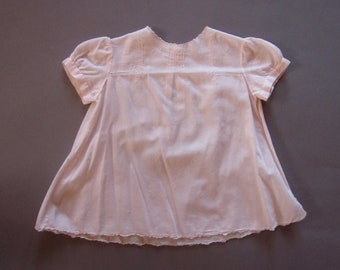 Vintage Pink Baby Dress with Embroidery Handmade Cotton Dress 6 months