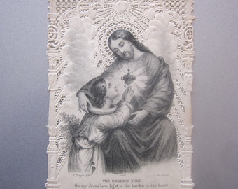 Antique French Lace Holy Card