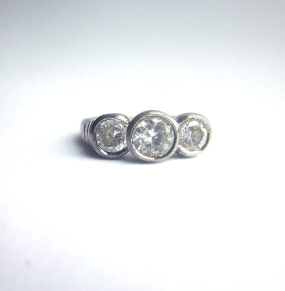 Sterling Silver Ring Crystal Multi Stone - image 2