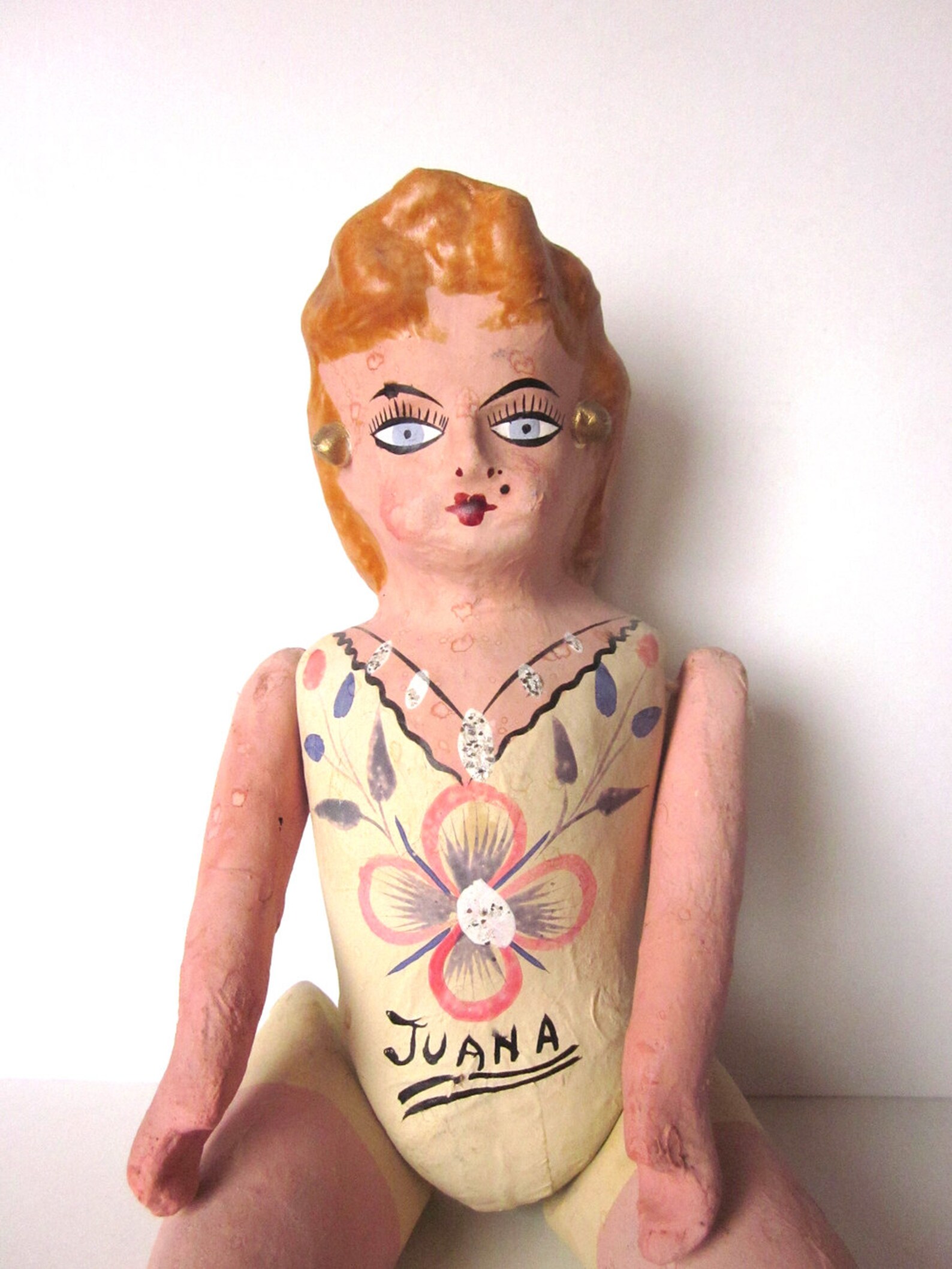 Vintage Paper Mache Mexican Doll Lola Doll Puta Bordello