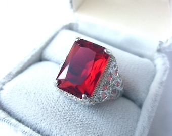 Sterling Silver Red Crystal Ring