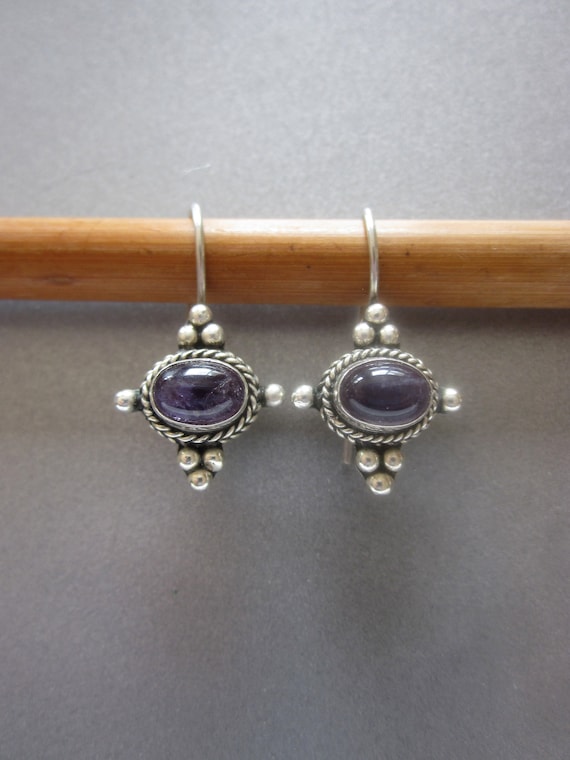 Vintage Sterling Silver Amethyst Earrings