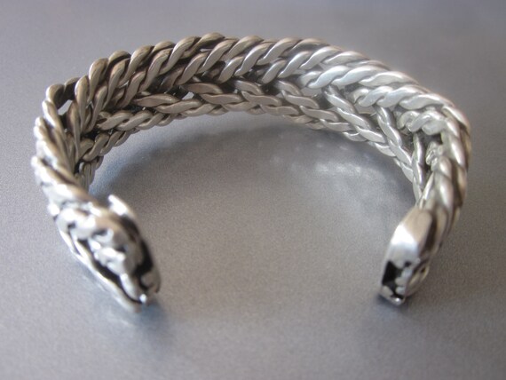 Sterling Silver Vintage Cuff Bracelet Unisex Ster… - image 5