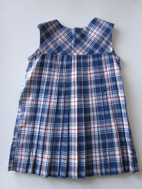 Girls Vintage Plaid Pleated Jumper Dress Handmade… - image 4