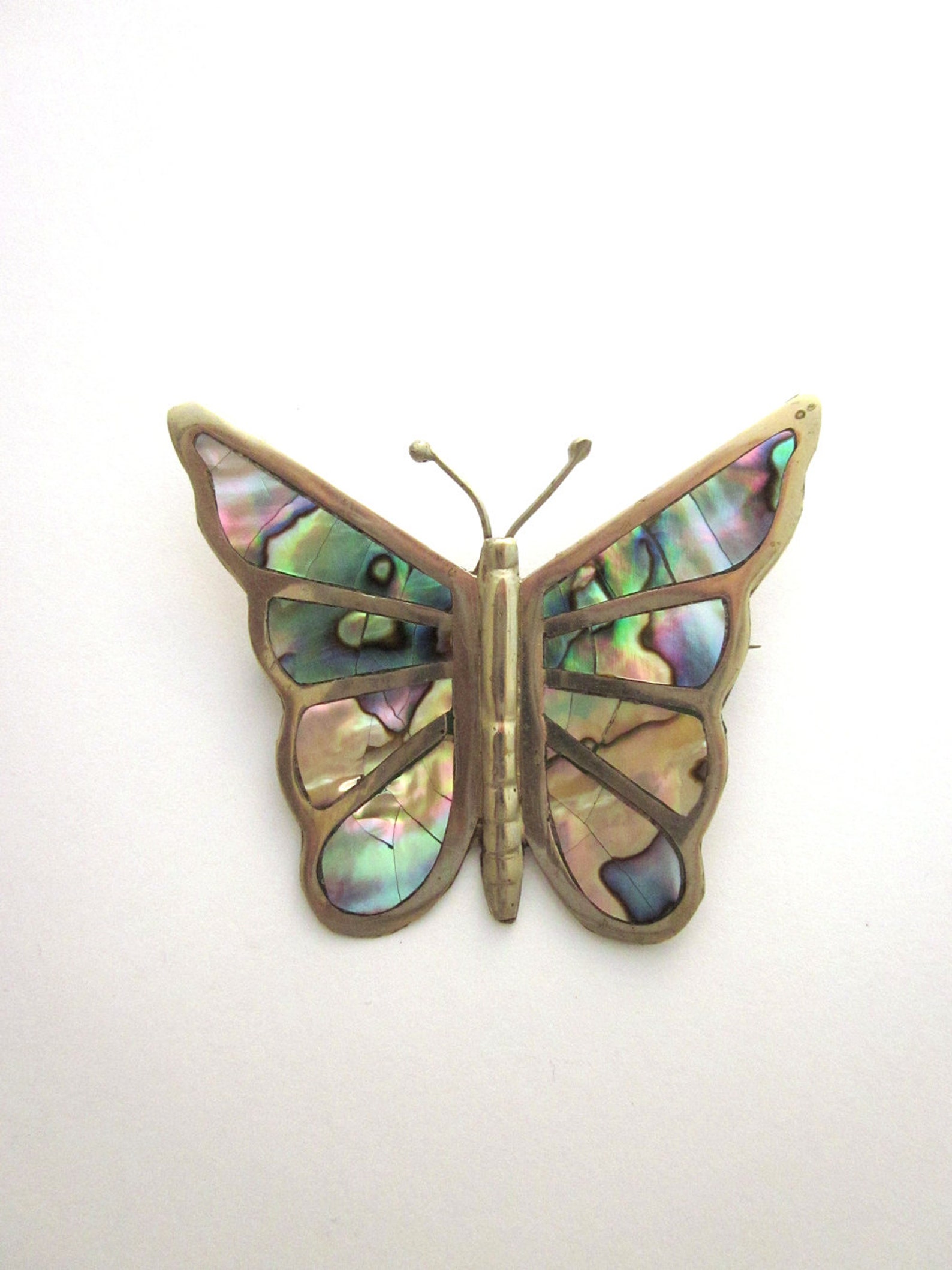 Sterling Abalone Butterfly Brooch Sterling Silver Jewelry Etsy