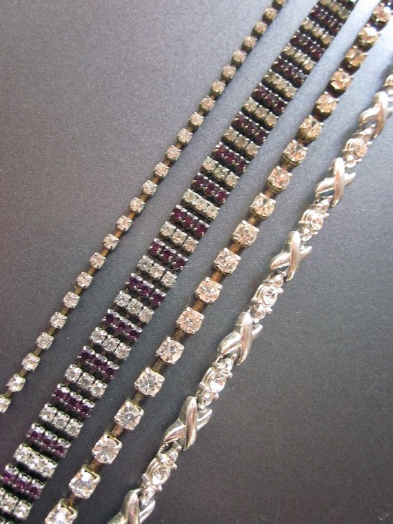 Vintage Rhinestone Bracelets, Jewelry Bracelet Lot