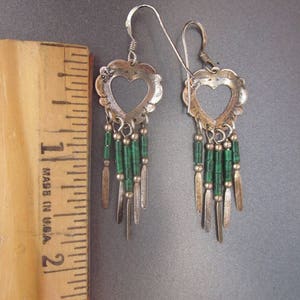 Sterling Silver Heart Dangle Earrings Malachite image 6