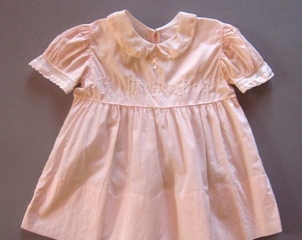 Vintage Pink Baby Dress with Embroidery