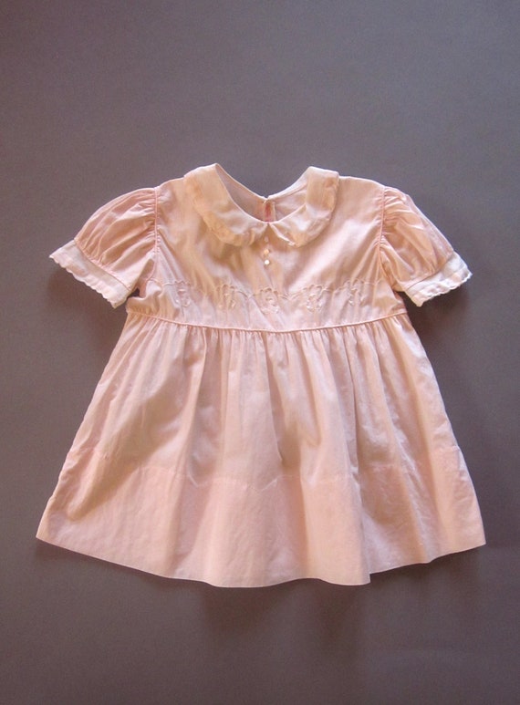 Vintage Pink Baby Dress with Embroidery